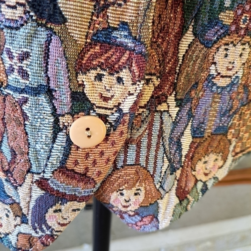 Vintage Facets by Mirrors Vest Women's Tapestry People Cotton Blend  Size  Med - Picture 6 of 11